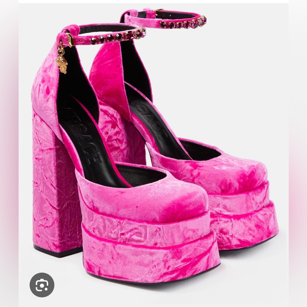 Pink Velvet Versace Platforms